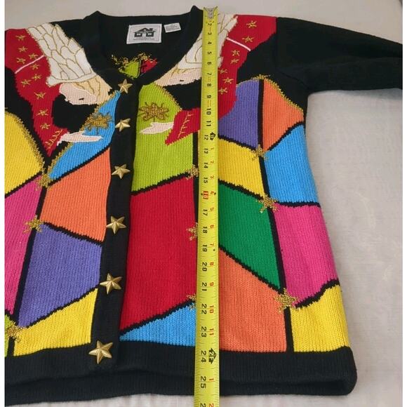 Vintage Storybook Knits Cardigan Sweater Small Angels And Cathedral Cottage Core - Picture 11 of 14